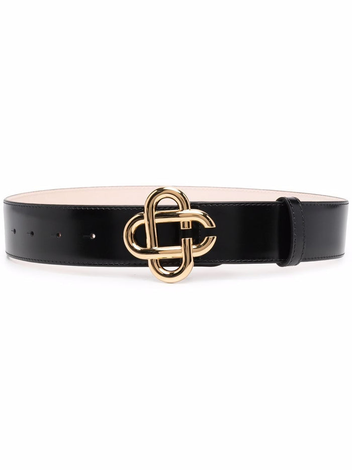 CASABLANCA WOMEN CC Logo Buckle Belt Black - MAISONDEFASHION.COM