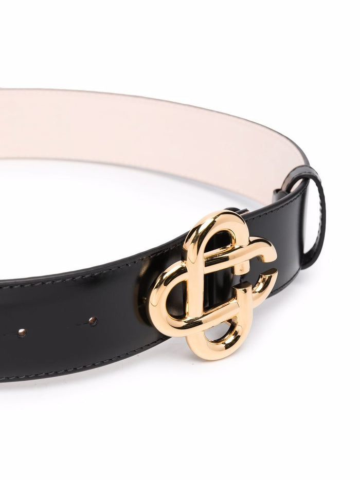 CASABLANCA WOMEN CC Logo Buckle Belt Black - MAISONDEFASHION.COM