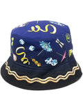 CASABLANCA WOMEN Cocktail-print bucket hat Blue - MAISONDEFASHION.COM