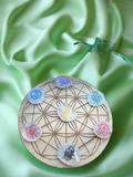 Chakra Clear Quartz Free form pieces with Engraved Symbols and Drawstring Pouch FB1528