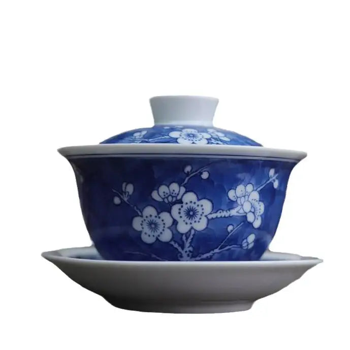 China Blue Porcelain Hand-Painted “Ice Plum Blossom” Gaiwan (150ml / 170ml) / Tea Cup (50ml) - King Tea Mall - photo 2