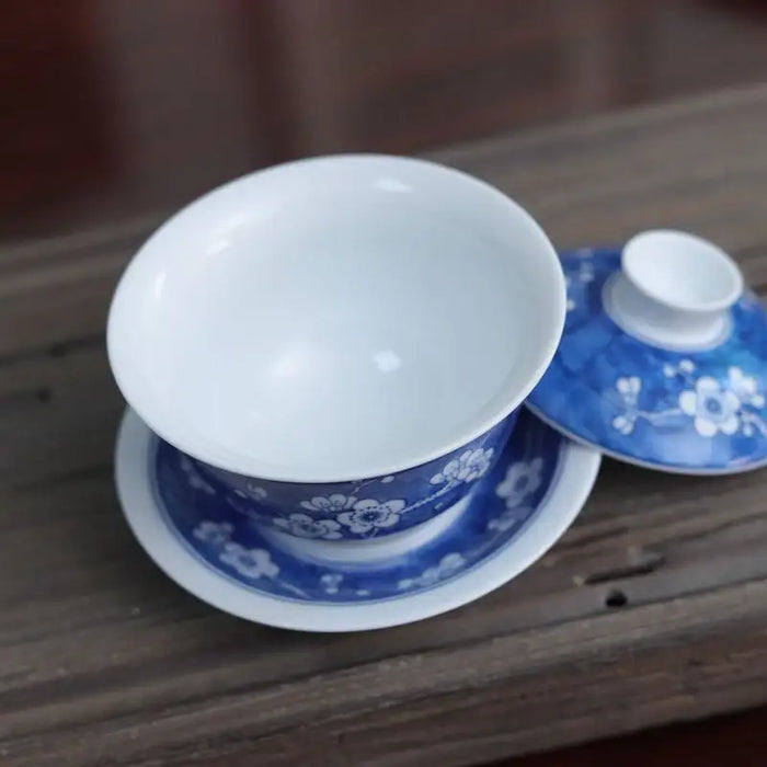 China Blue Porcelain Hand-Painted “Ice Plum Blossom” Gaiwan (150ml / 170ml) / Tea Cup (50ml) - King Tea Mall - photo 5