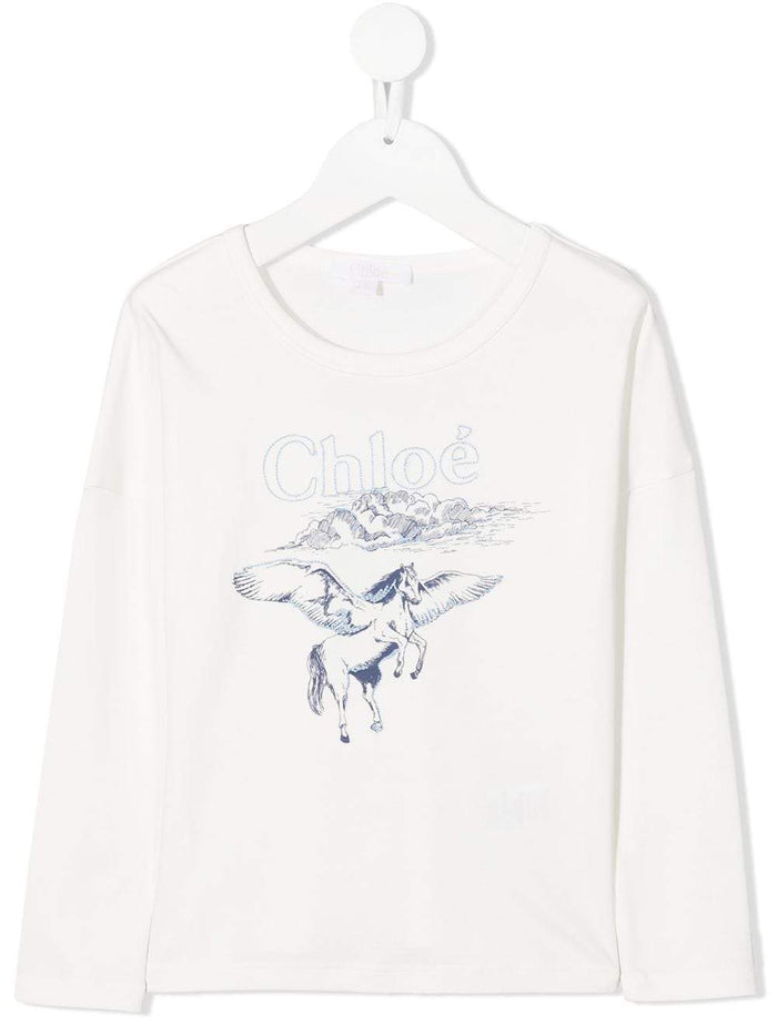 CHLOÉ KIDS Unicorn Print T-Shirt White - Maison De Fashion