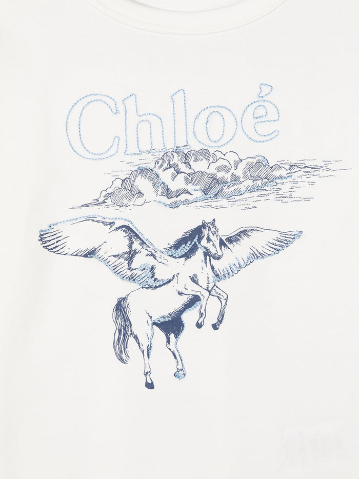 CHLOÉ KIDS Unicorn Print T-Shirt White - Maison De Fashion