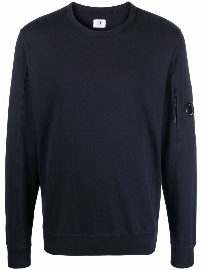 C.P. COMPANY Light Fleece Crew Neck Sweatshirt Navy - MAISONDEFASHION.COM