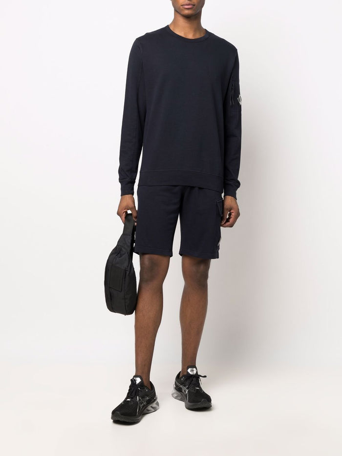 C.P. COMPANY Light Fleece Crew Neck Sweatshirt Navy - MAISONDEFASHION.COM