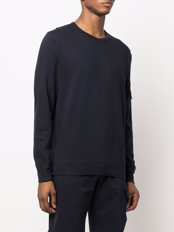 C.P. COMPANY Light Fleece Crew Neck Sweatshirt Navy - MAISONDEFASHION.COM
