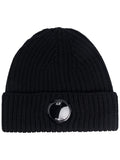 C.P COMPANY Logo-patch ribbed-knit beanie Black - MAISONDEFASHION.COM