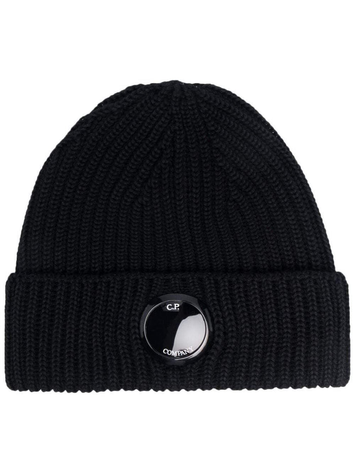 C.P COMPANY Logo-patch ribbed-knit beanie Black - MAISONDEFASHION.COM