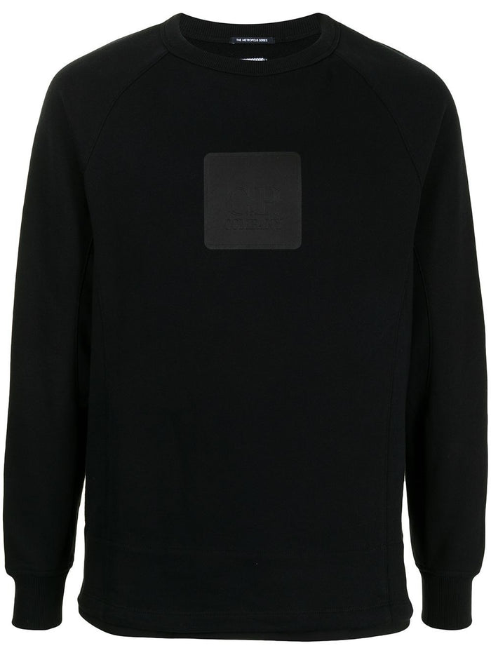 C.P. COMPANY Rubber Logo Sweatshirt Black - MAISONDEFASHION.COM