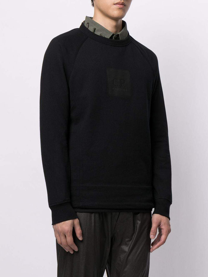 C.P. COMPANY Rubber Logo Sweatshirt Black - MAISONDEFASHION.COM