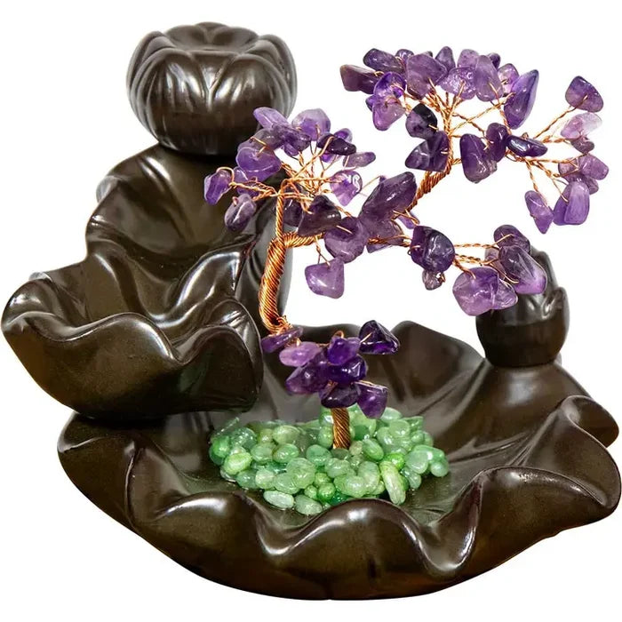 Crystal Gem Tree Backflow Incense Burner FB2610 🪭🌛🪭