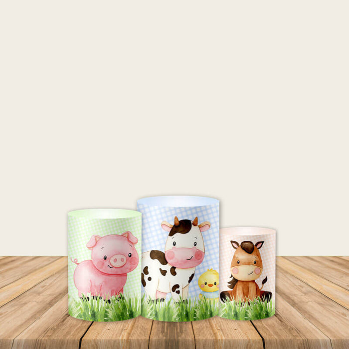Custom Farm Theme Pedestal Covers Plinth Cover Printed Fabric Cylinder Pedestal Cover-ubackdrop