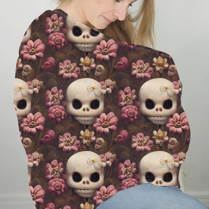 Cute Pink Flower Skull Infant Car Seat Cover - Everything Skull Clothing Merchandise and Accessories