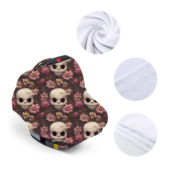 Cute Pink Flower Skull Infant Car Seat Cover - Everything Skull Clothing Merchandise and Accessories