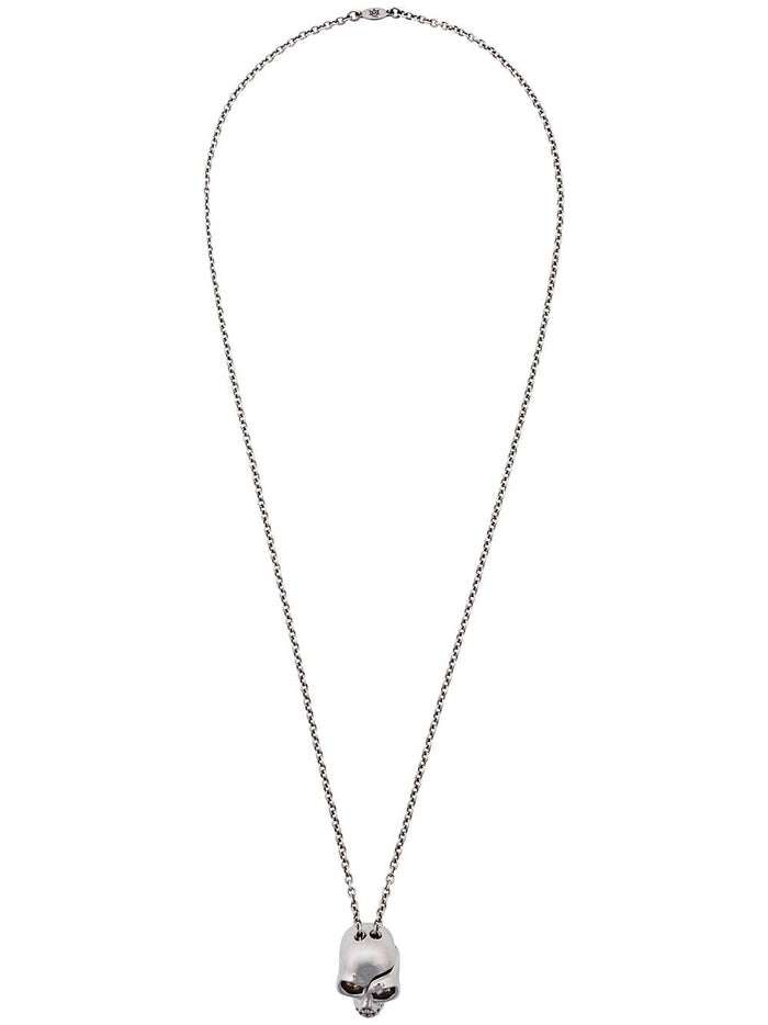 ALEXANDER MCQUEEN Divided Skull Necklace Silver - MAISONDEFASHION.COM