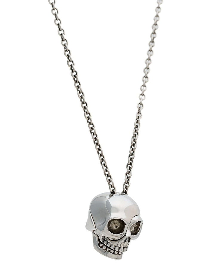 ALEXANDER MCQUEEN Divided Skull Necklace Silver - MAISONDEFASHION.COM