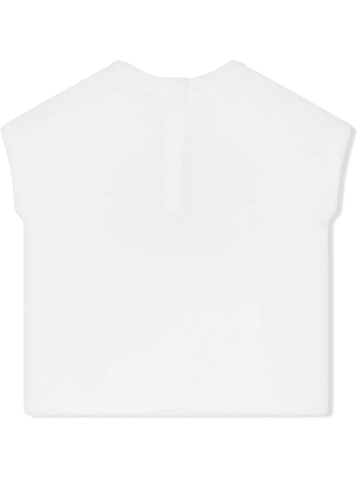DOLCE & GABBANA BABY Lace-logo cotton top White - MAISONDEFASHION.COM