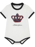 DOLCE & GABBANA BABY Logo-print short-sleeve body White - MAISONDEFASHION.COM