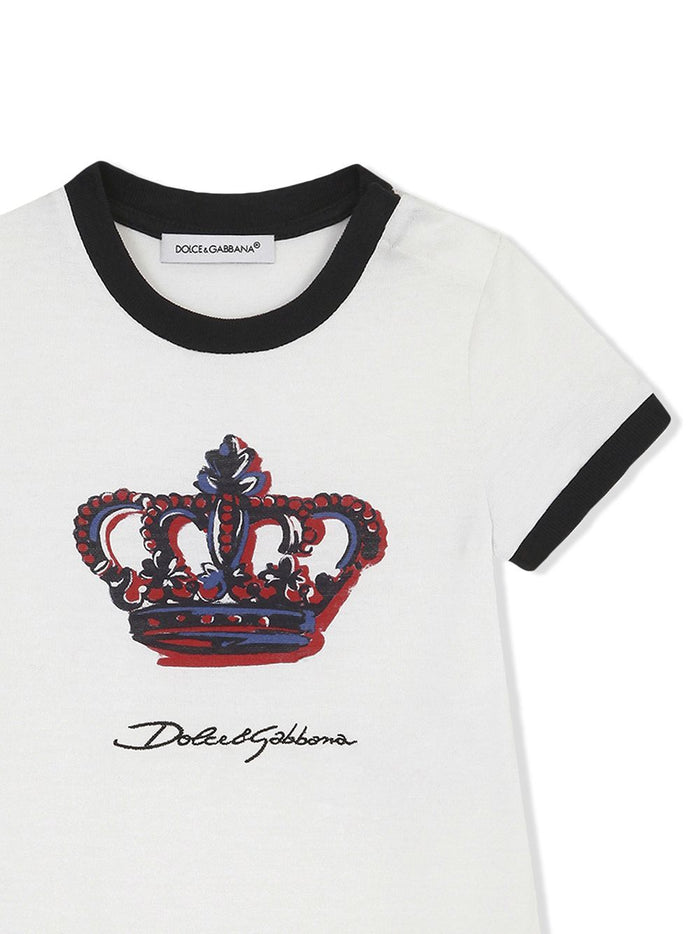 DOLCE & GABBANA BABY Logo-print short-sleeve body White - MAISONDEFASHION.COM