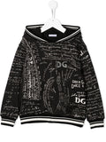 DOLCE & GABBANA KIDS All Over Logo Zipped Hoodie Black - Maison De Fashion