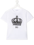 DOLCE & GABBANA KIDS Crown-print logo T-shirt White - MAISONDEFASHION.COM