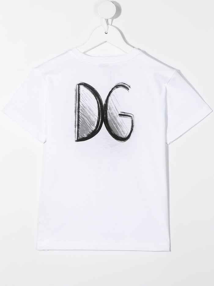 DOLCE & GABBANA KIDS Crown-print logo T-shirt White - MAISONDEFASHION.COM