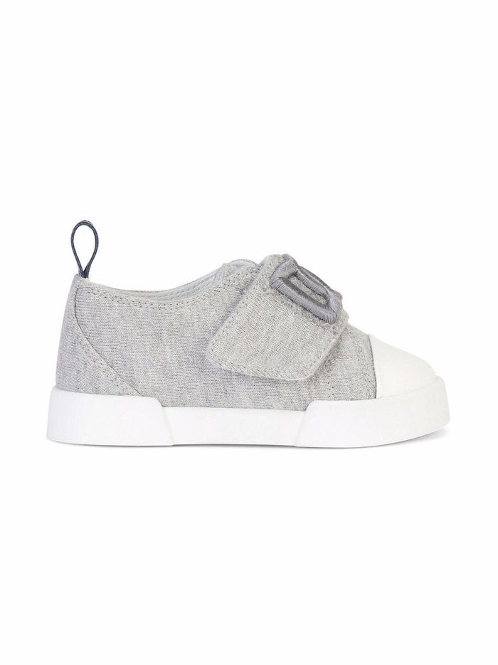 DOLCE & GABBANA KIDS Fleece Logo Sneakers Grey - MAISONDEFASHION.COM