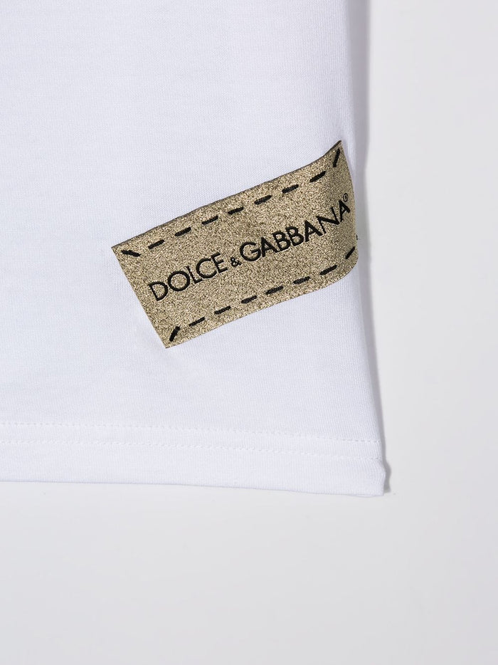 DOLCE & GABBANA KIDS Necklace detail T-shirt White - MAISONDEFASHION.COM