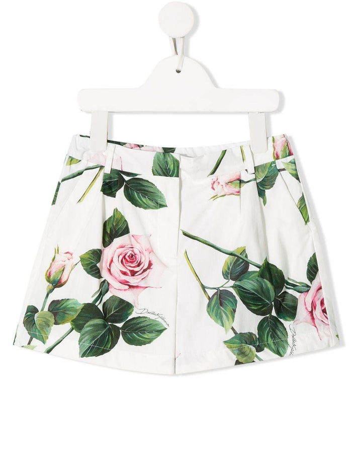 DOLCE & GABBANA KIDS rose print shorts White - Maison De Fashion