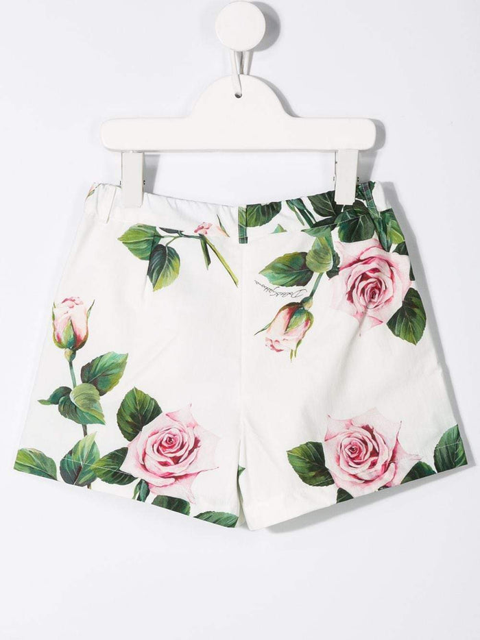 DOLCE & GABBANA KIDS rose print shorts White - Maison De Fashion
