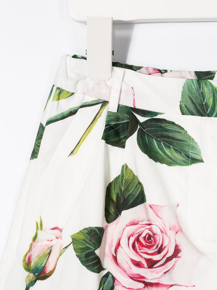 DOLCE & GABBANA KIDS rose print shorts White - Maison De Fashion