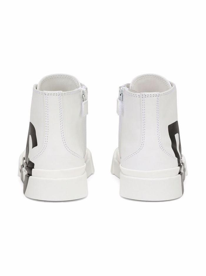 DOLCE & GABBANA KIDS High Top DG Logo Print Sneakers White - MAISONDEFASHION.COM