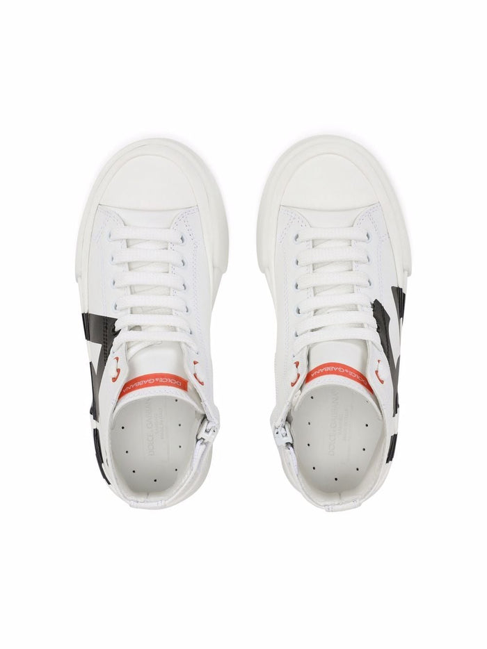 DOLCE & GABBANA KIDS High Top DG Logo Print Sneakers White - MAISONDEFASHION.COM