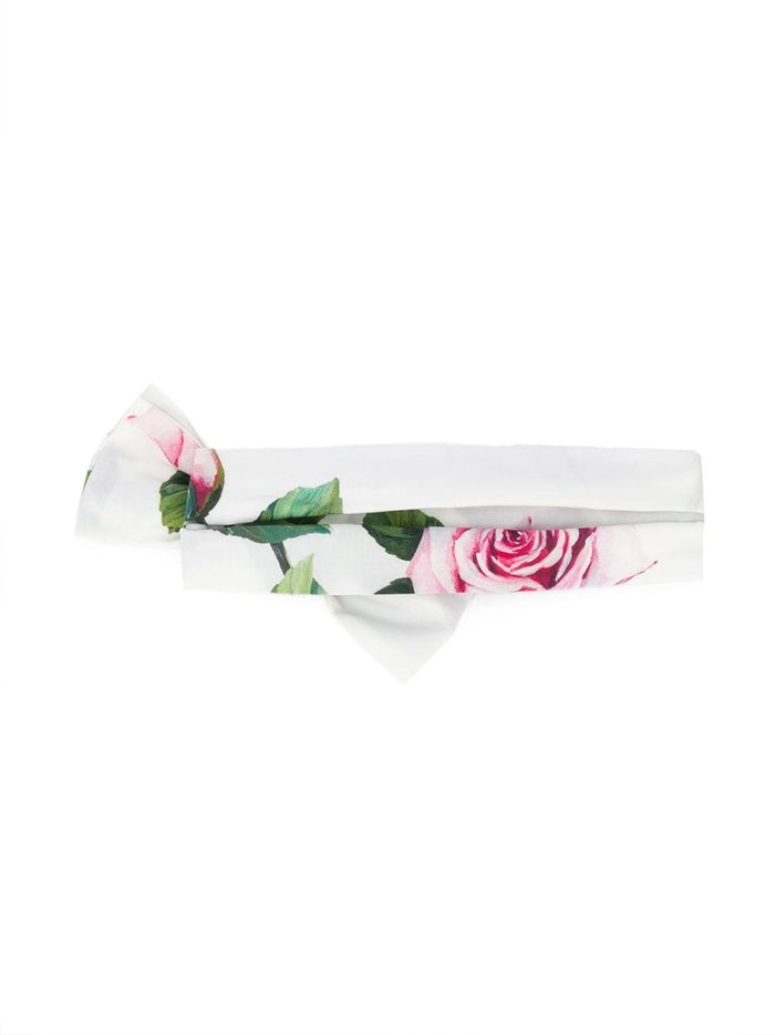 DOLCE & GABBANA KIDS Rose print headband White - MAISONDEFASHION.COM