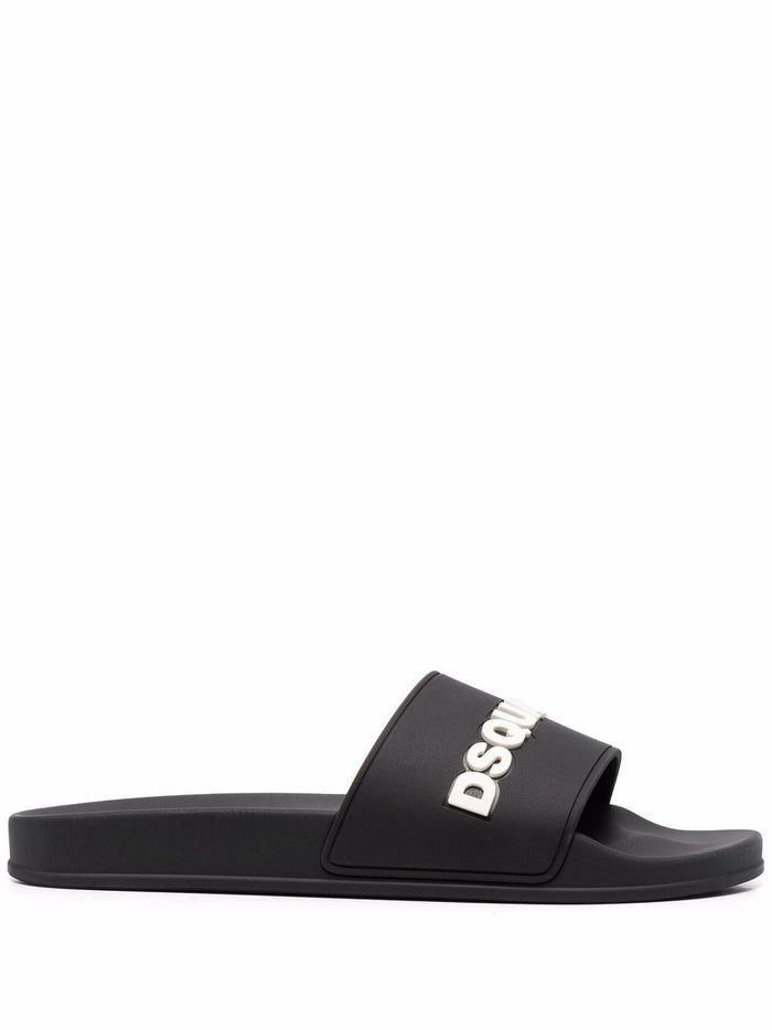 DSQUARED2 Embossed Logo Sliders Black - MAISONDEFASHION.COM