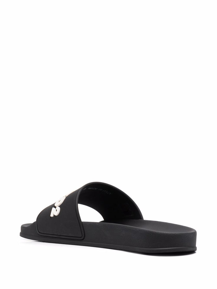 DSQUARED2 Embossed Logo Sliders Black - MAISONDEFASHION.COM