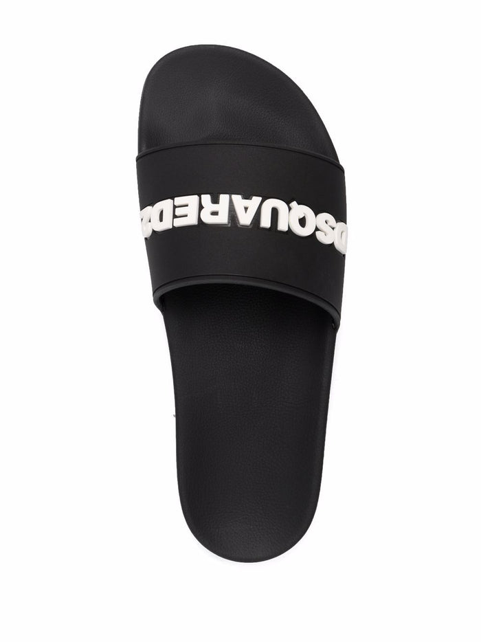 DSQUARED2 Embossed Logo Sliders Black - MAISONDEFASHION.COM