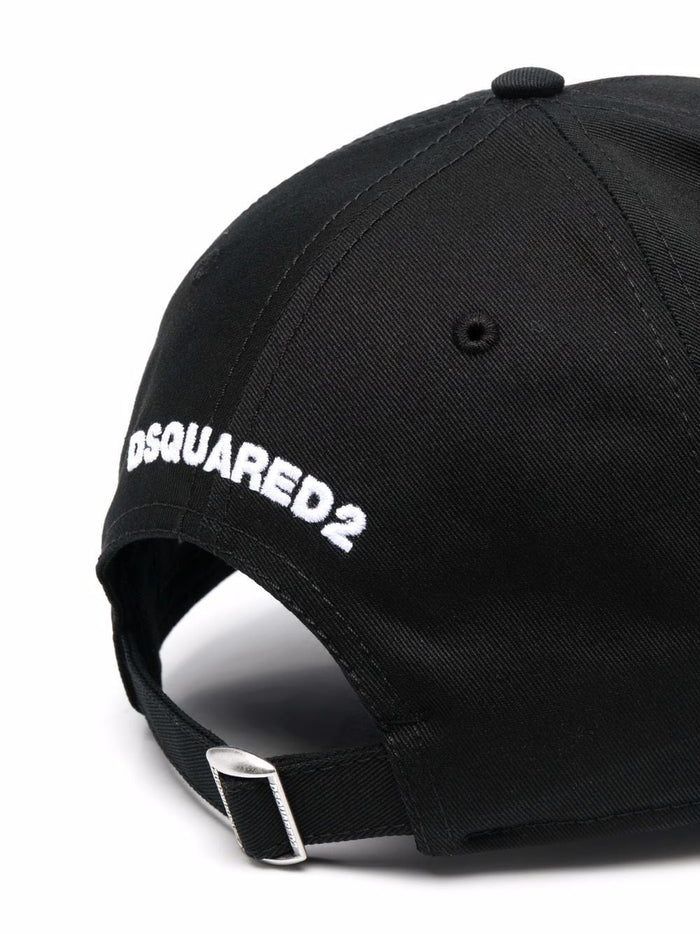 DSQUARED2 Embroidered Maple Leaf Baseball Cap Black - MAISONDEFASHION.COM