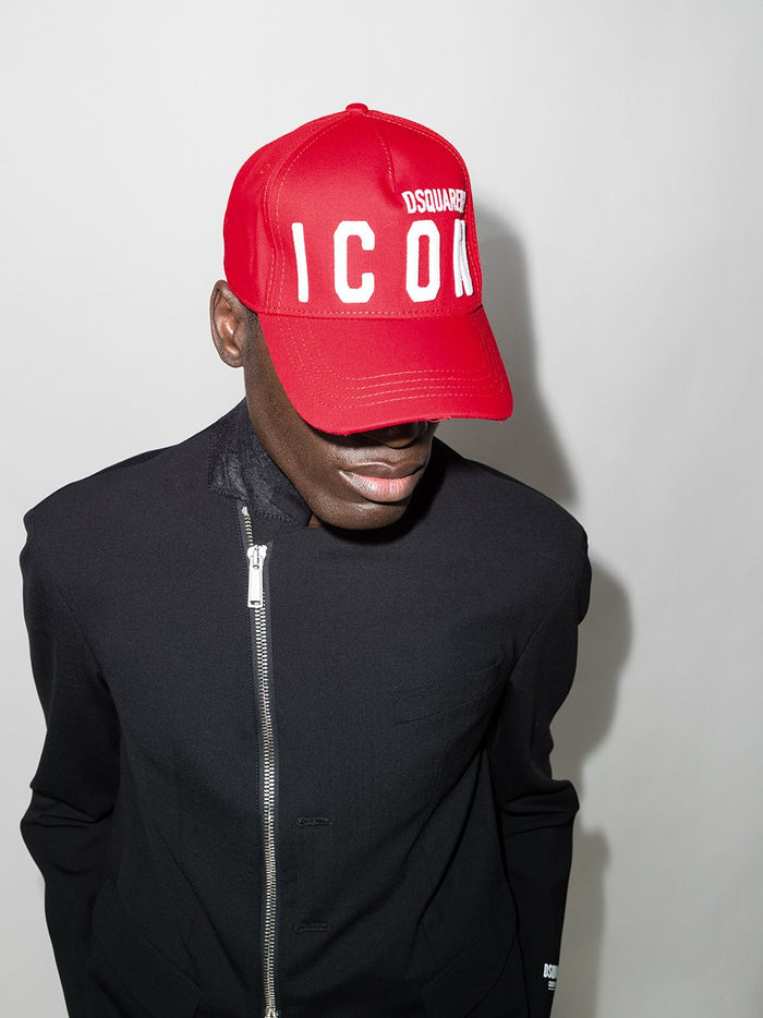 DSQUARED2 Icon Embroidered Cap Red - MAISONDEFASHION.COM