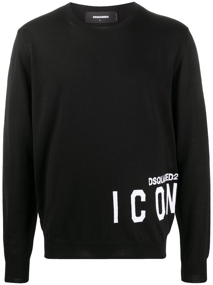DSQUARED2 Icon Intarsia-Knit Sweatshirt Black - Maison De Fashion