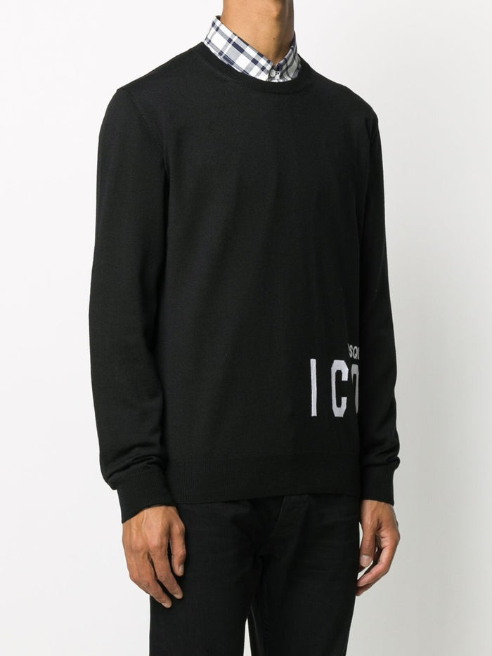 DSQUARED2 Icon Intarsia-Knit Sweatshirt Black - Maison De Fashion
