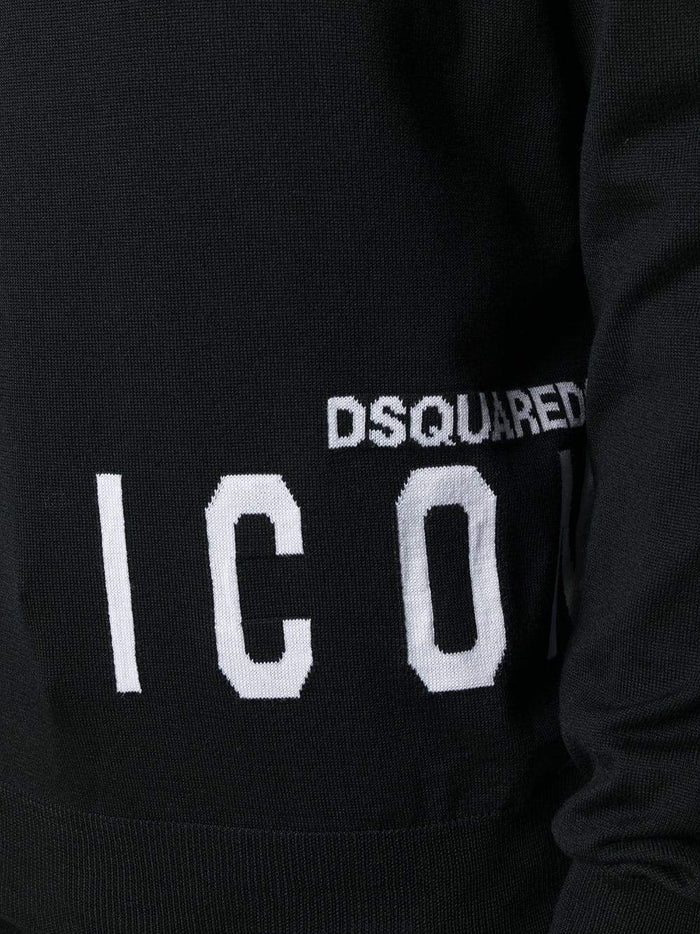 DSQUARED2 Icon Intarsia-Knit Sweatshirt Black - Maison De Fashion