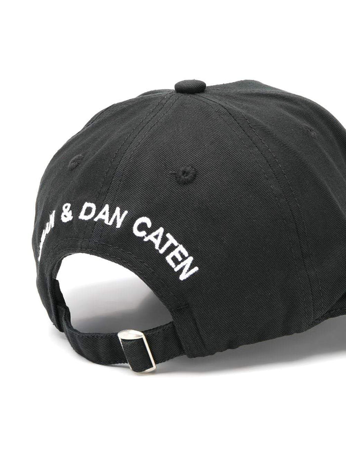 DSQUARED2 Logo Distressed Cap Black - MAISONDEFASHION.COM