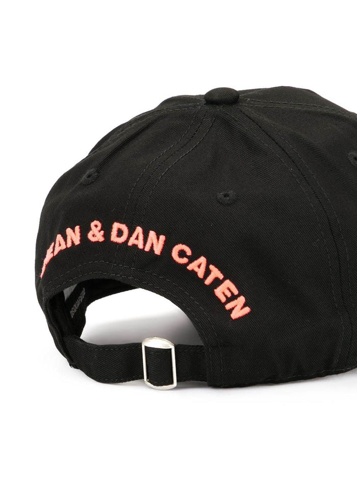 DSQUARED2 Logo Distressed Cap Black - MAISONDEFASHION.COM