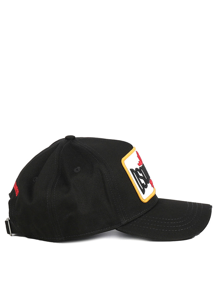 DSQUARED2 Logo 'Family Business' Baseball Cap Black - MAISONDEFASHION.COM
