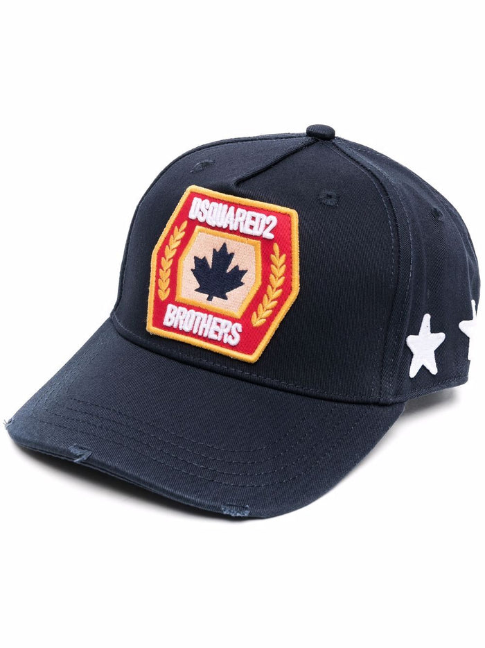 DSQUARED2 Logo Patch Baseball Cap Navy - MAISONDEFASHION.COM