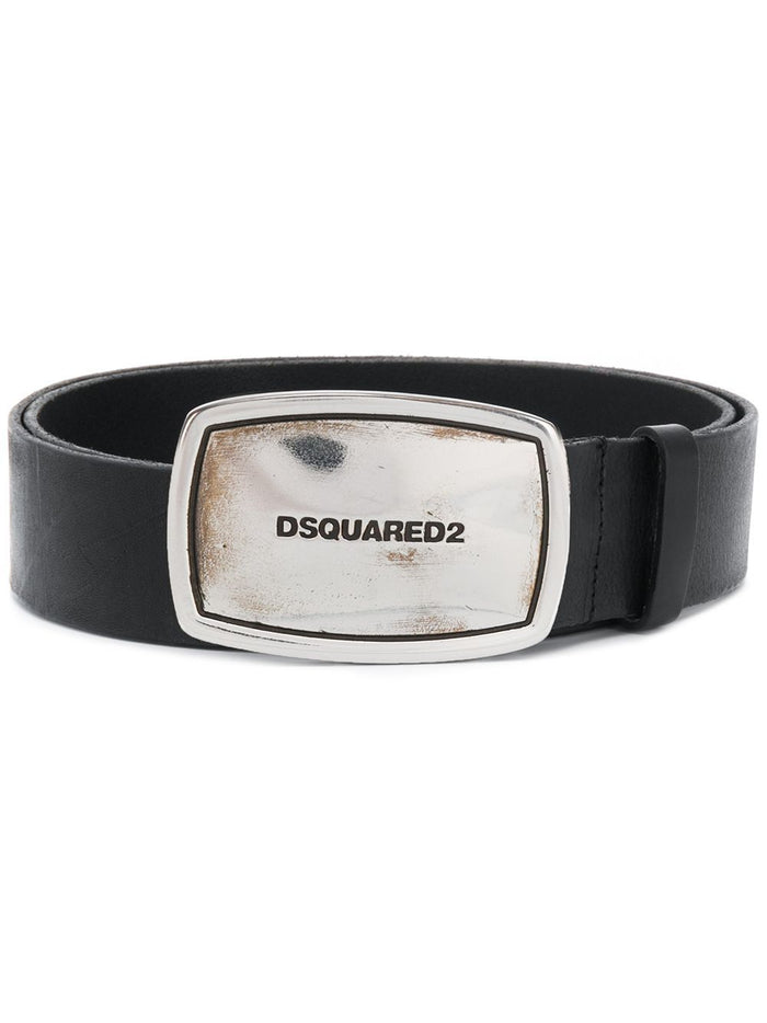 DSQUARED2 Logo Plaque Belt Black - Maison De Fashion