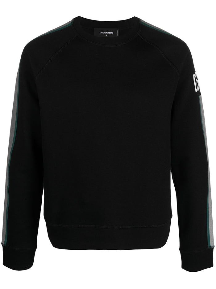 DSQUARED2 Logo Reflective Stripe Sweatshirt Black - MAISONDEFASHION.COM