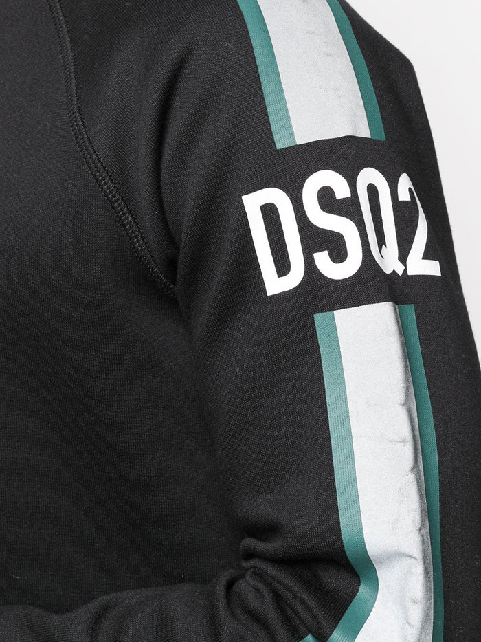 DSQUARED2 Logo Reflective Stripe Sweatshirt Black - MAISONDEFASHION.COM